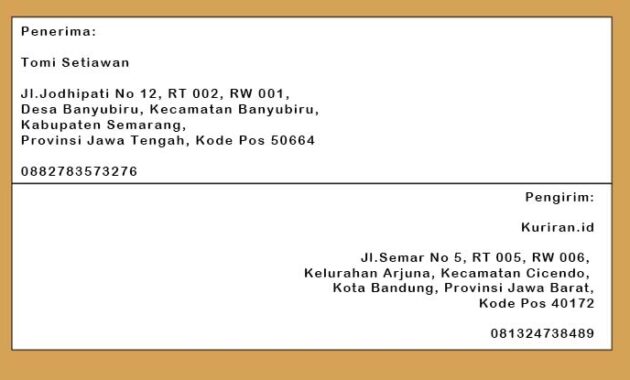 bagaimana penulisan alamat dalam formulir pengiriman barang
