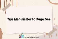 Tips Menulis Berita Page One